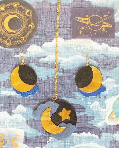 Boucles d'oreilles Lune sous les nuages