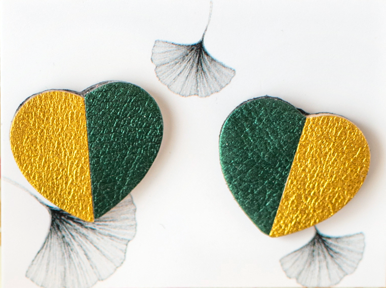 Green or blue heart earrings
