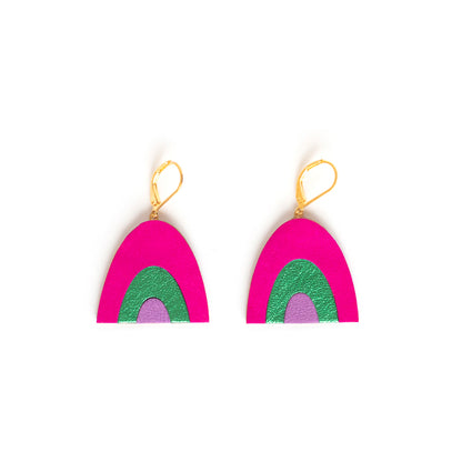 boucles d'oreilles Arc-en-Ciel fuchsia vert violet