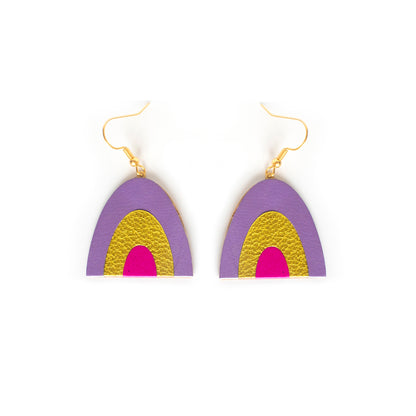 boucles d'oreilles Arc-en-Ciel parme doré fuchsia