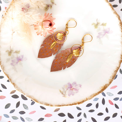 Boucles d'oreilles plumes cuir