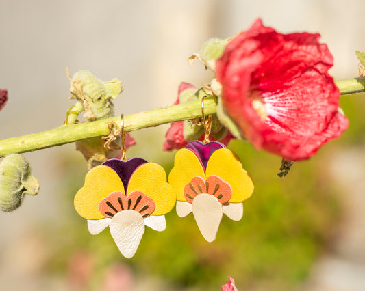 Orchid earrings - white, nasturtium, yellow, purple