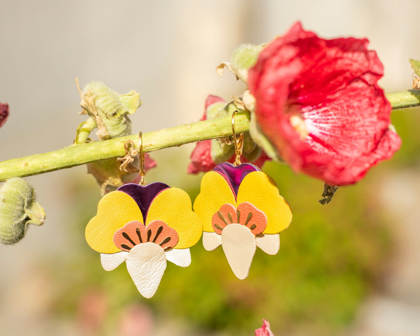 Orchideenohrringe - Weiß, Kapuzinerkresse, Gelb, Lila